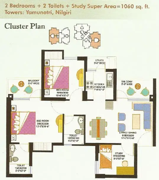2.5 BHK Apartment + 3 Toilets