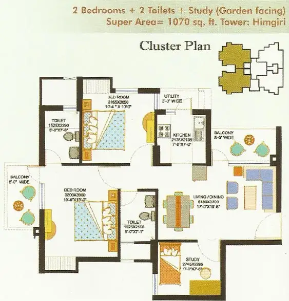 2.5 BHK Apartment + 3 Toilets