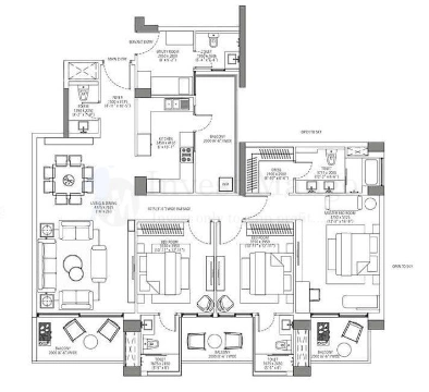 3 BHK Apartment + SERVANT