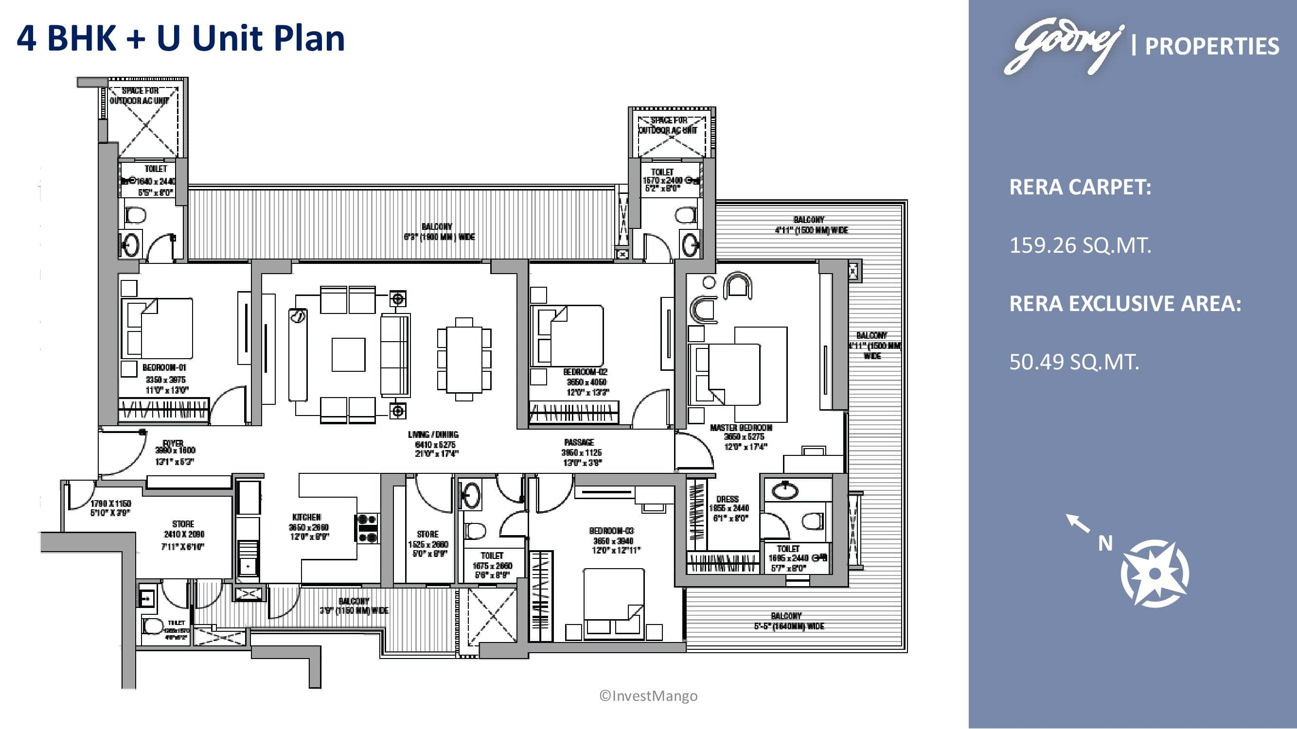 4 BHK Apartment + Servant + Utility