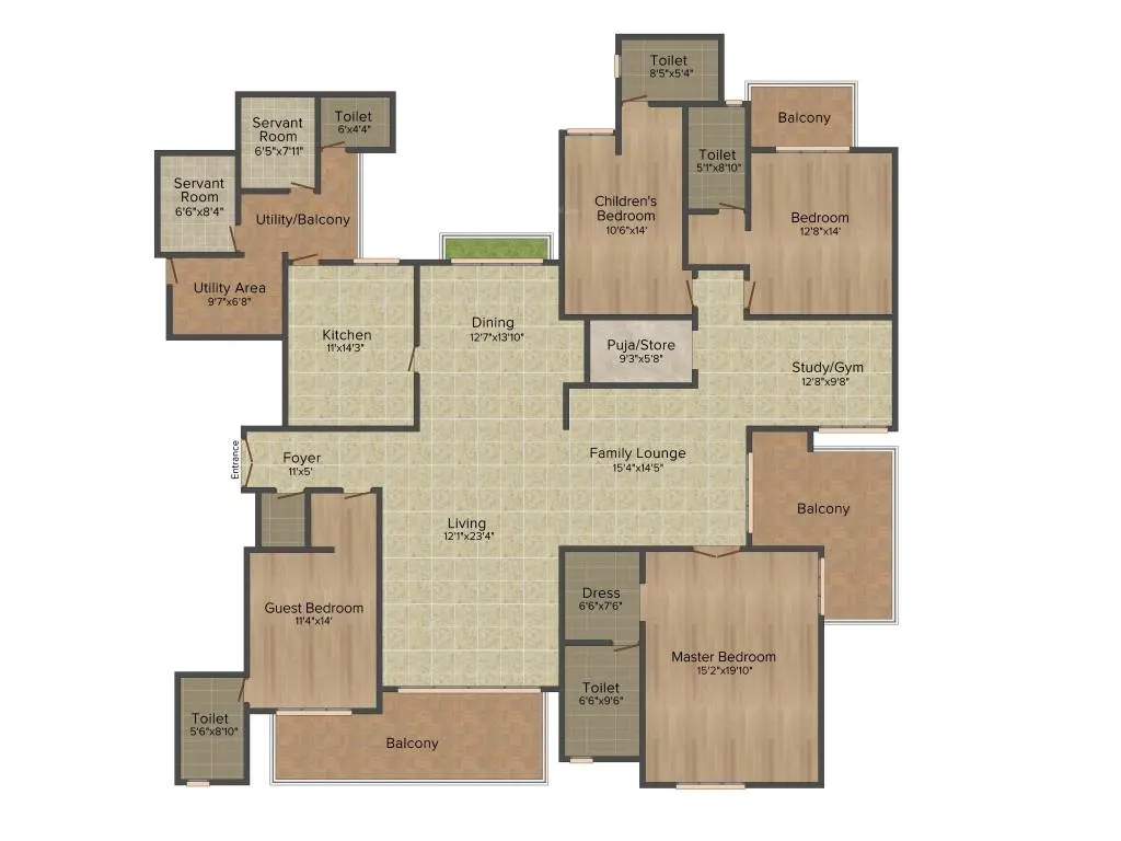 4 BHK Apartment + 4 Toilets