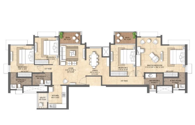 4 BHK + Utility