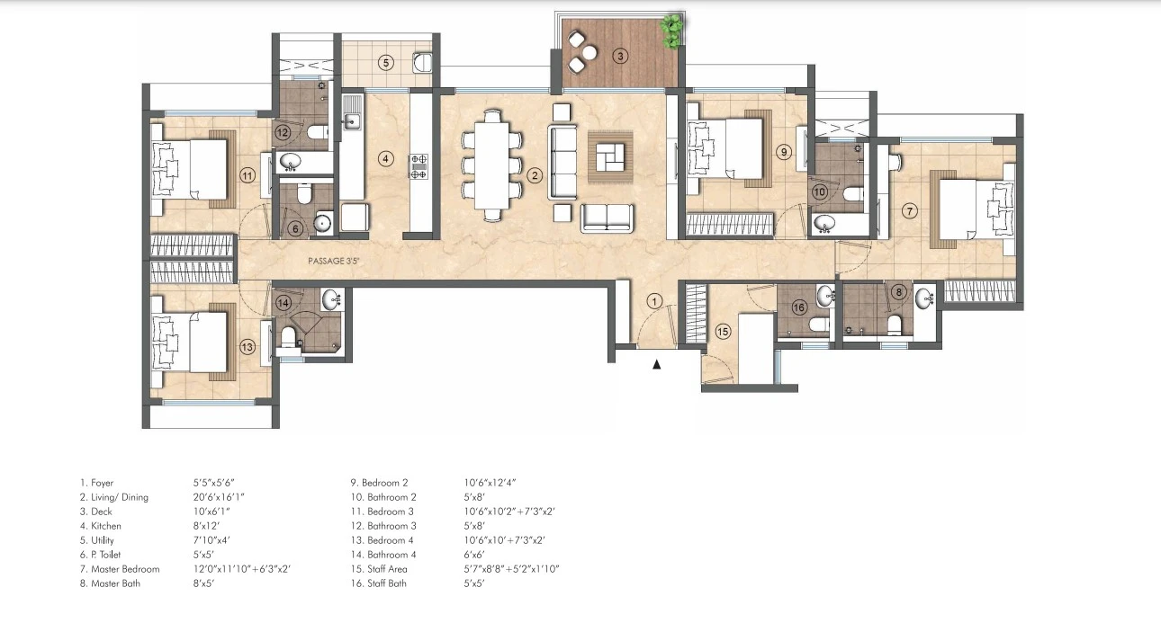 4 BHK + DECK