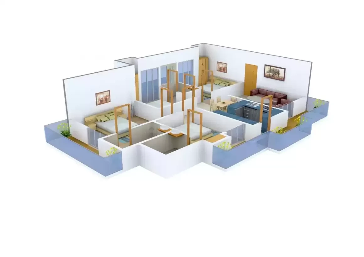 4 BHK Apartment + 4 Toilets