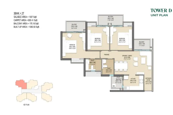 3BHK + 2T Apartment