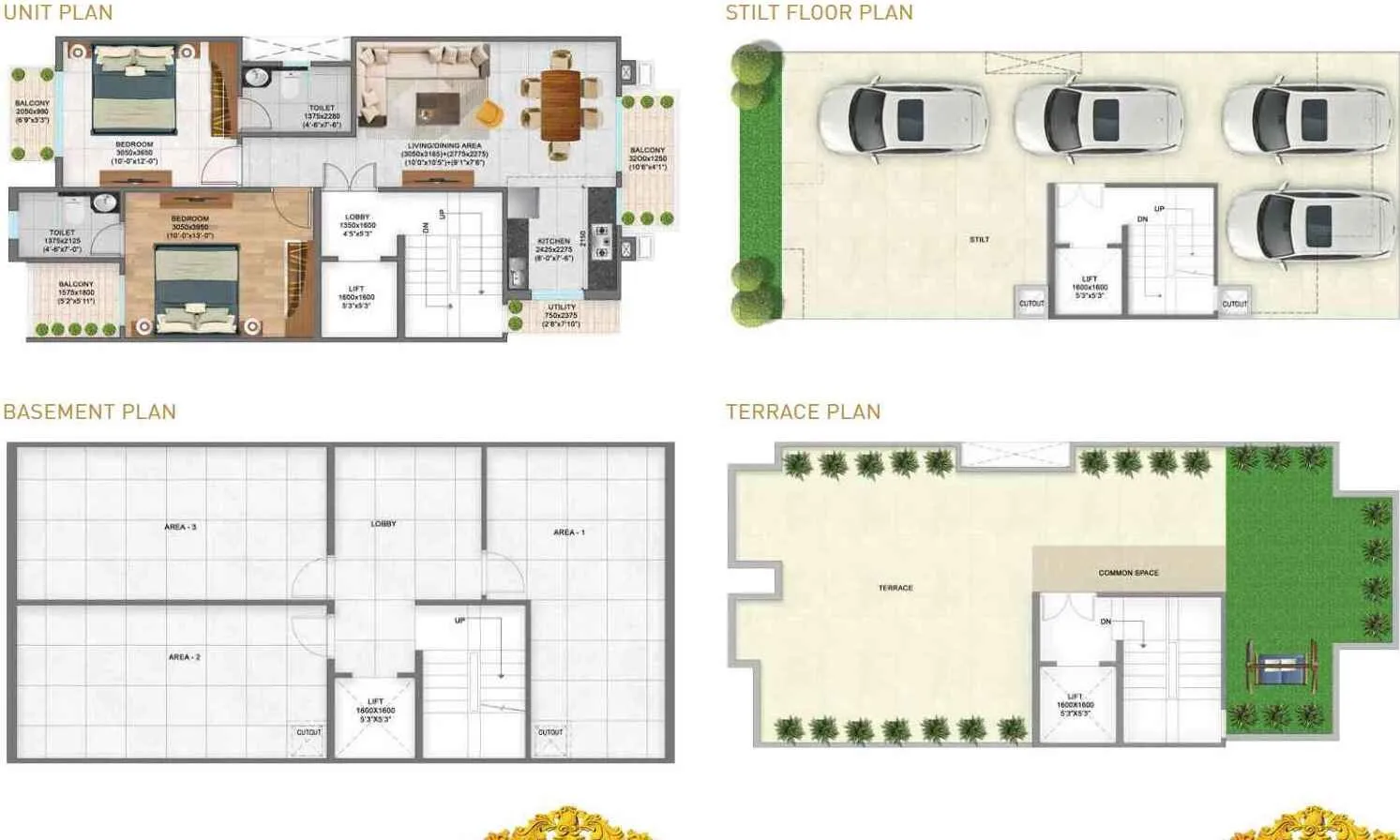 2 BHK Apartment + 2 Toilet